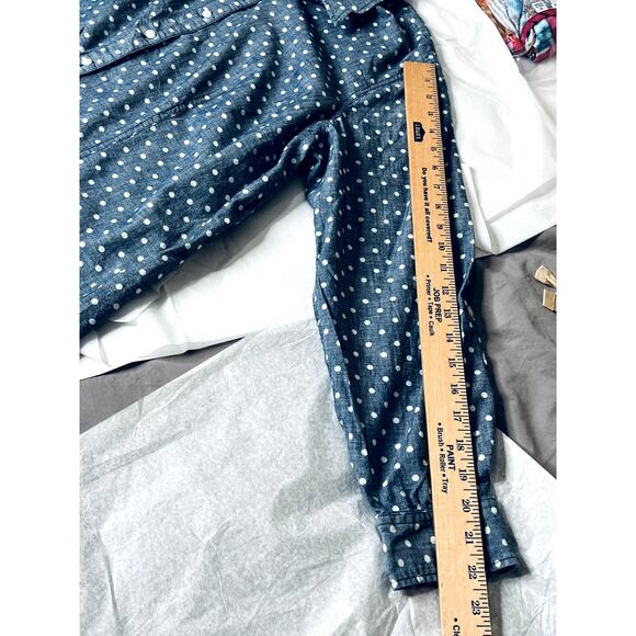 Talbots womens size 18WP button-up top grey/white polk-a-dot long sleeve career - Picture 5 of 10